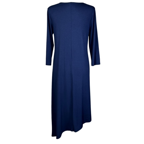 Eileen Fisher Minimalist Dress Med Navy Lagenlook V Neck Asymmetrical - Picture 5 of 11
